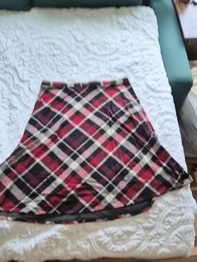 Plaid A-Line Skirt in Pink and Black